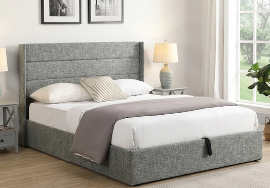 Lift up Storage Platform Bed/Button Tufted Wingback Headboard/Hydraulic Storage