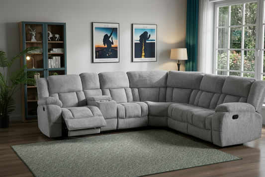 Landis Fabric Sectional-Chenille Grey Fabric